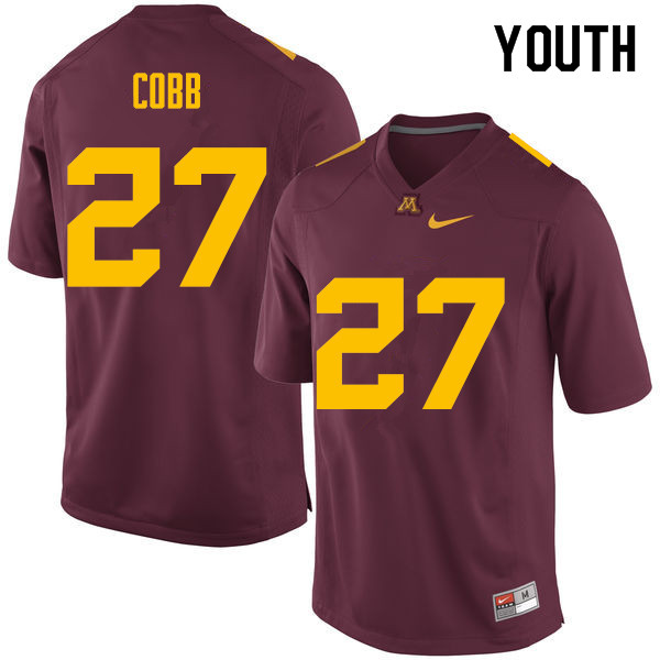 Youth #27 David Cobb Minnesota Golden Gophers College Football Jerseys Sale-Maroon - Click Image to Close